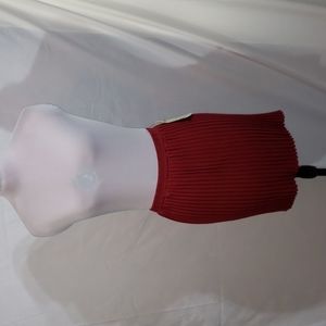 NWOT Vintage Esprit Red Pull On Pleated Cotton Mini Skirt One Size Fits All